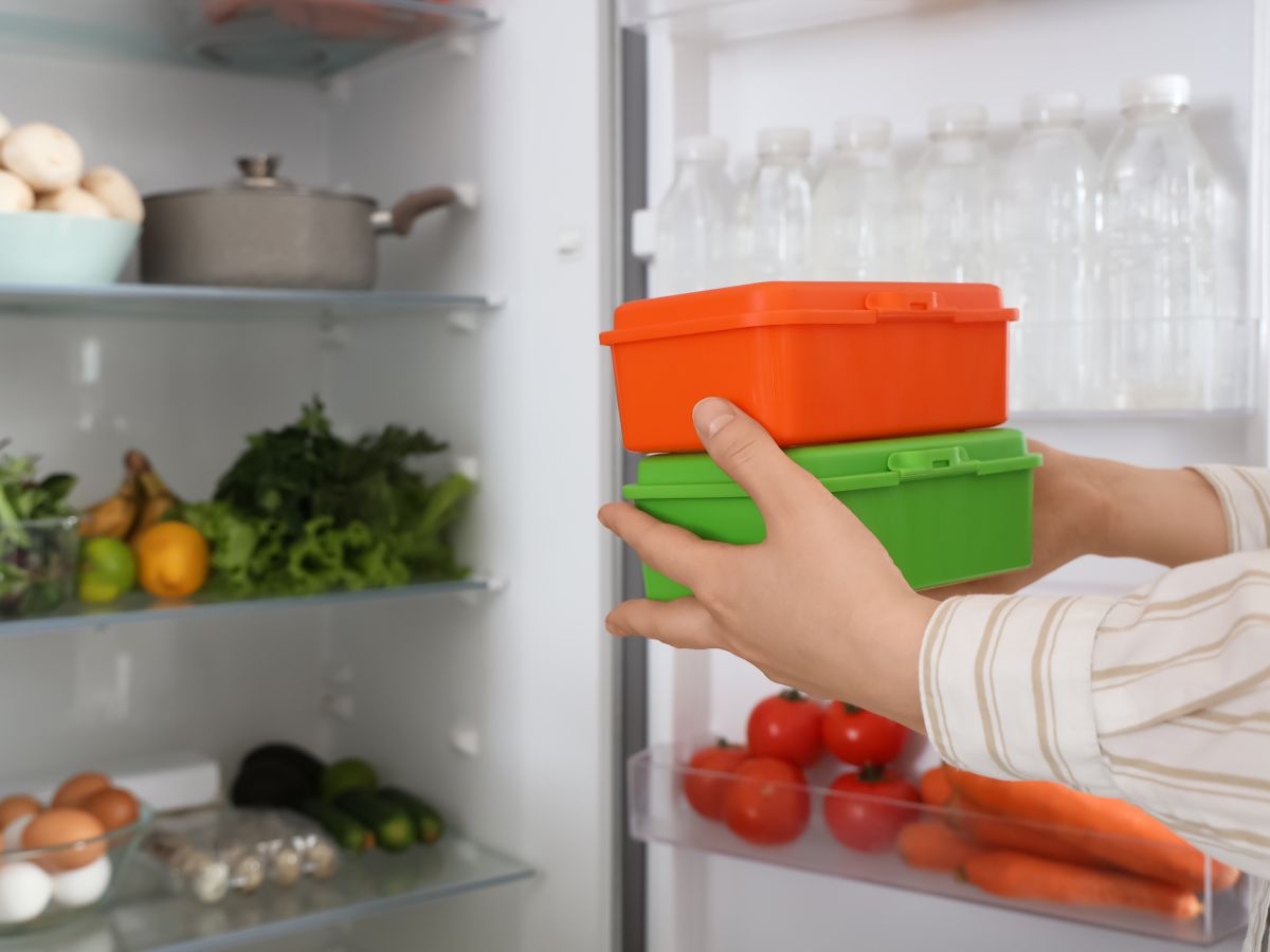 Frozen meal portioned into containers for leftovers and next-day lunches