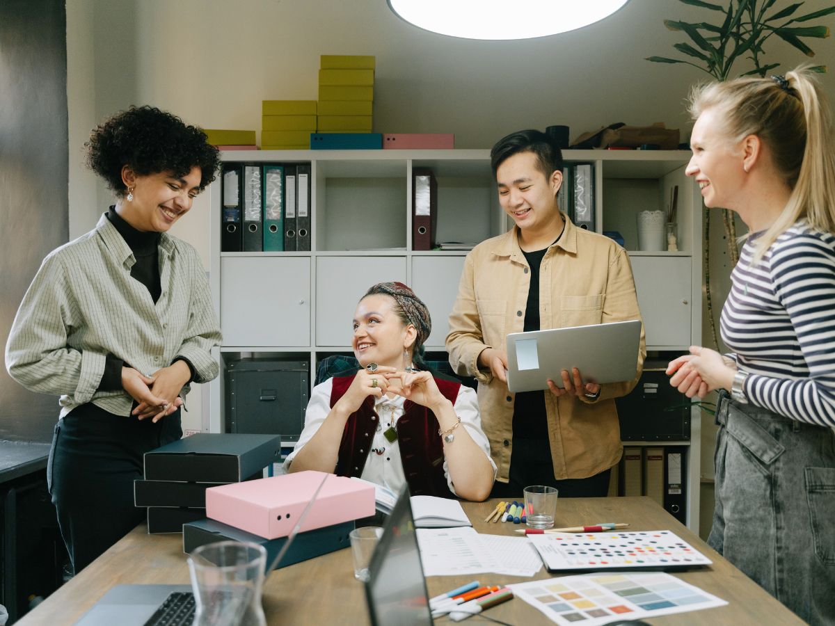 Office team sharing affordable ready-made lunches