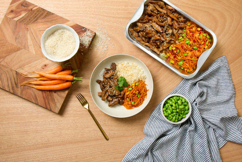 Chicken Teriyaki and Rice with Rainbow Vege
